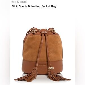 Brand new with tags See by Chloé "Vicky Suade&Leather bucket bag Color caramel